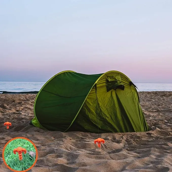 Canopy Stakes Canopy Anchors Beach Tent Stakes Heavy Duty Screw Shape 25 cm 10 inch - 8 Pack Orange Tent Stake for Outdoor Hiking Camping