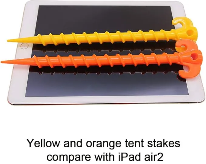 Canopy Stakes Canopy Anchors Beach Tent Stakes Heavy Duty Screw Shape 25 cm 10 inch - 8 Pack Orange Tent Stake for Outdoor Hiking Camping