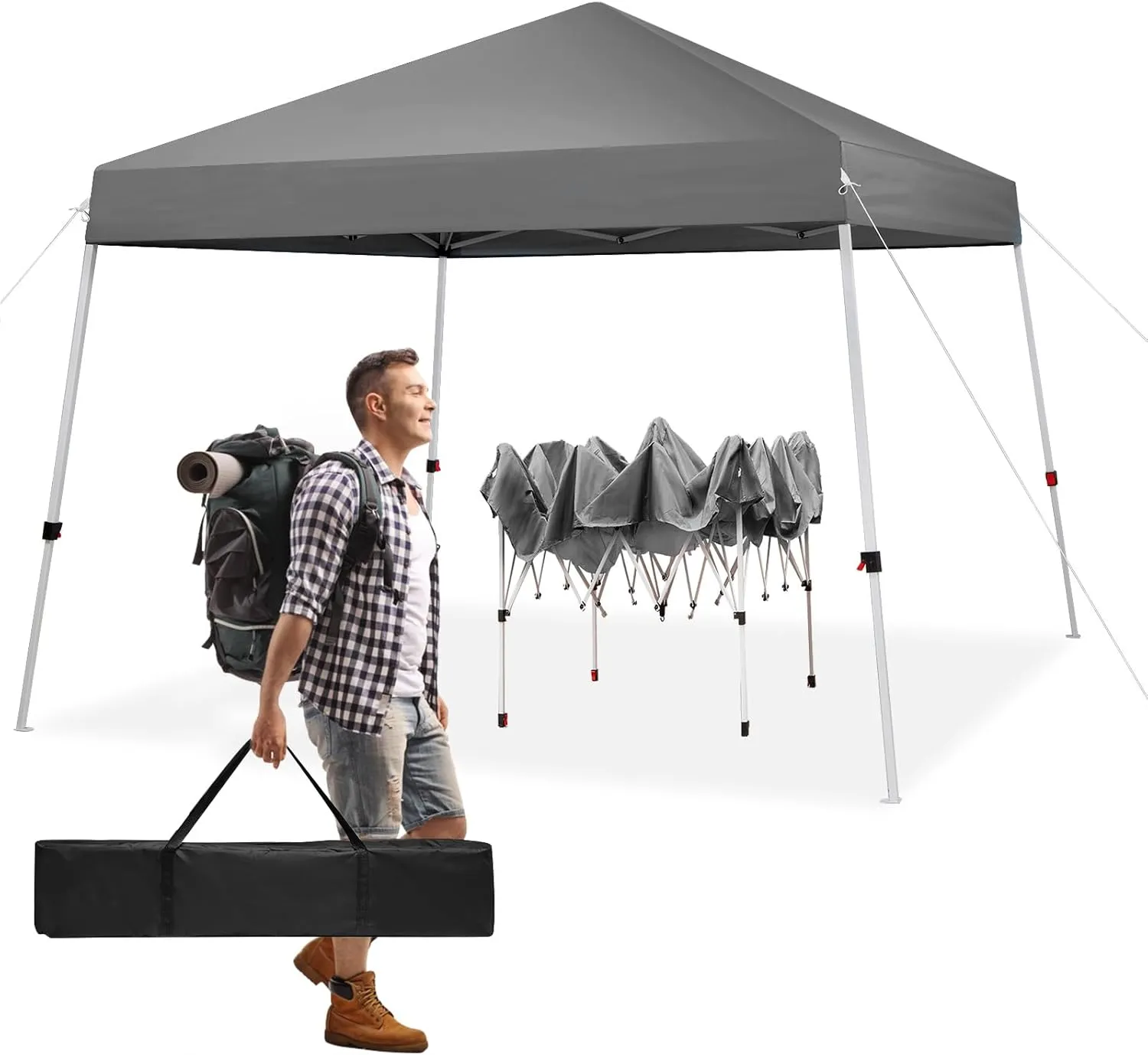 Canopy Tent 10x10, Pop Up Canopy, Portable Instant Canopy, Outdoor Easy Setup Canopy，Waterproof Vendor Canopy, Ez Up Canopy, Commercial Canopy Tent with 4 Sandbags, Carry Bag, Tents for Parties