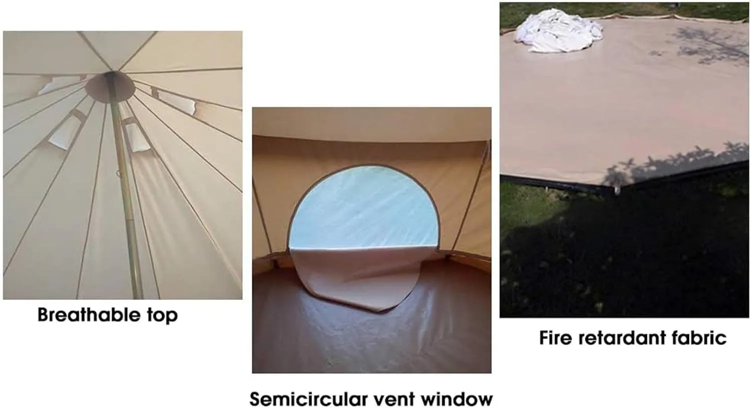 Canvas Tent with Stove Hole Cotton Canvas Tents Yurt Tent for Camping 4 Season Waterproof Tent for Family Camping Outdoor Glamping, Luxury Teepee (3m b 4M b)