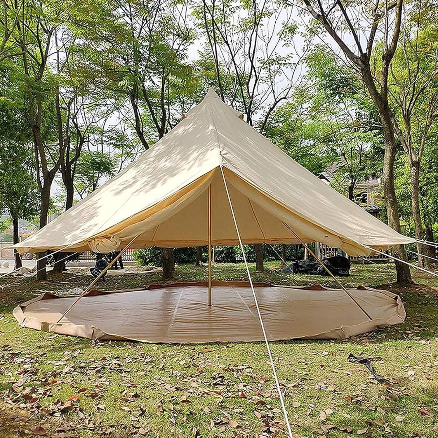 Canvas Tent with Stove Hole Cotton Canvas Tents Yurt Tent for Camping 4 Season Waterproof Tent for Family Camping Outdoor Glamping, Luxury Teepee (3m b 4M b)