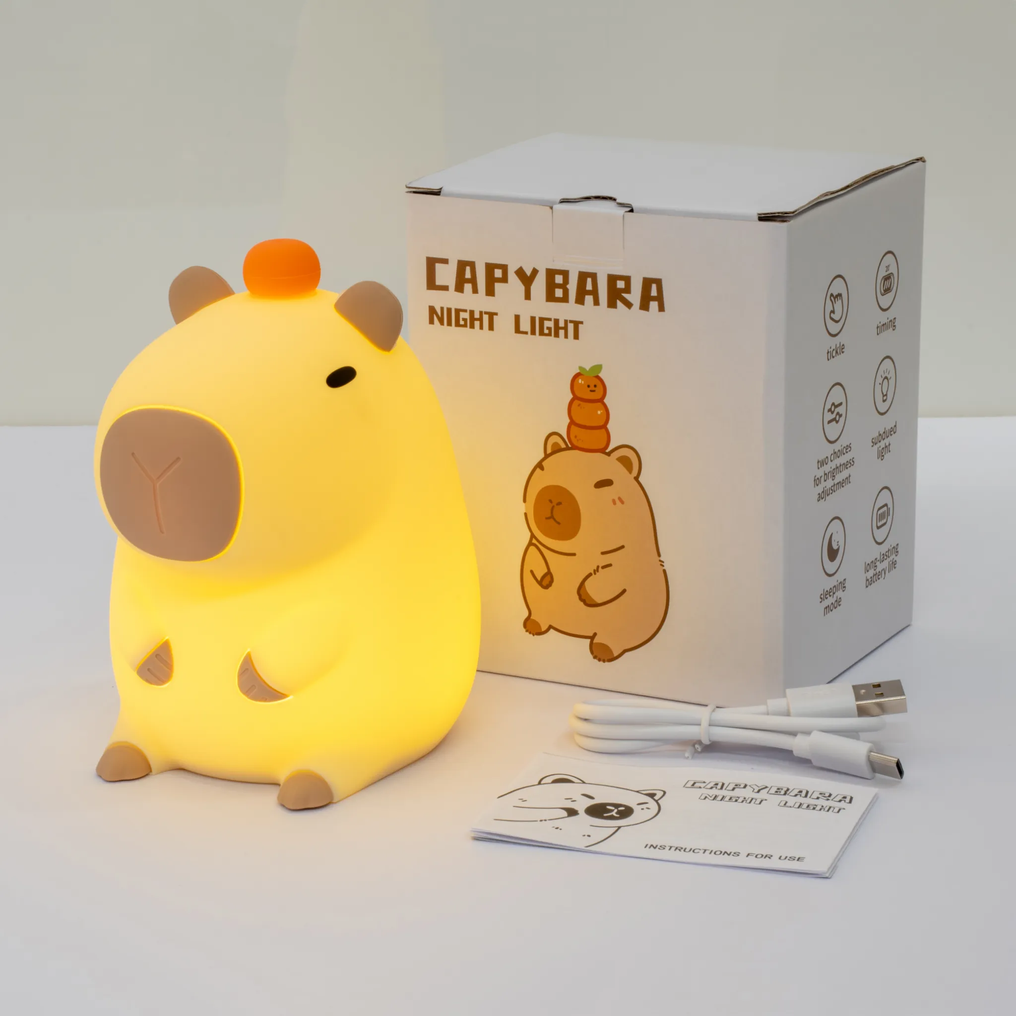 Capybara LED Night Light USB Rechargeable Animal Touch Control Lamp
