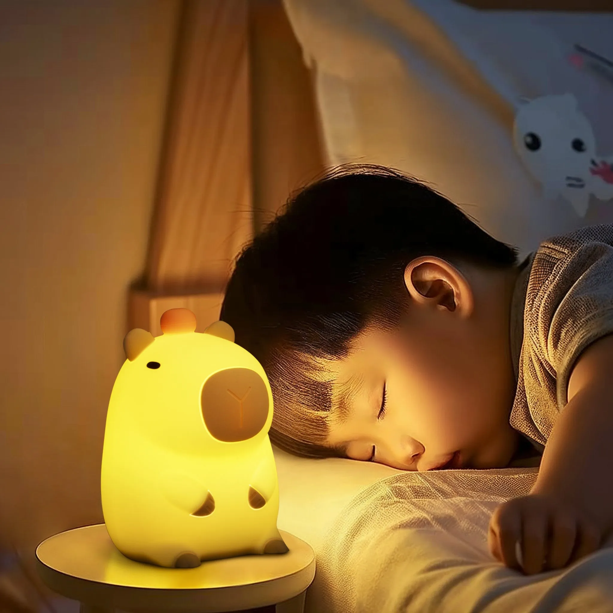 Capybara LED Night Light USB Rechargeable Animal Touch Control Lamp