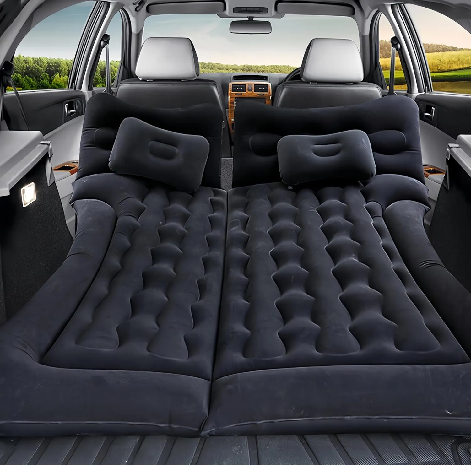 Car Air Bed Mattress for Honda Fit/Jazz 2015-2018, Portable Thickened Camping Cushion Inflatable Mat, Back Seat Trunk Sleeping Pad, for Outdoor Travel Home Camping,A Black