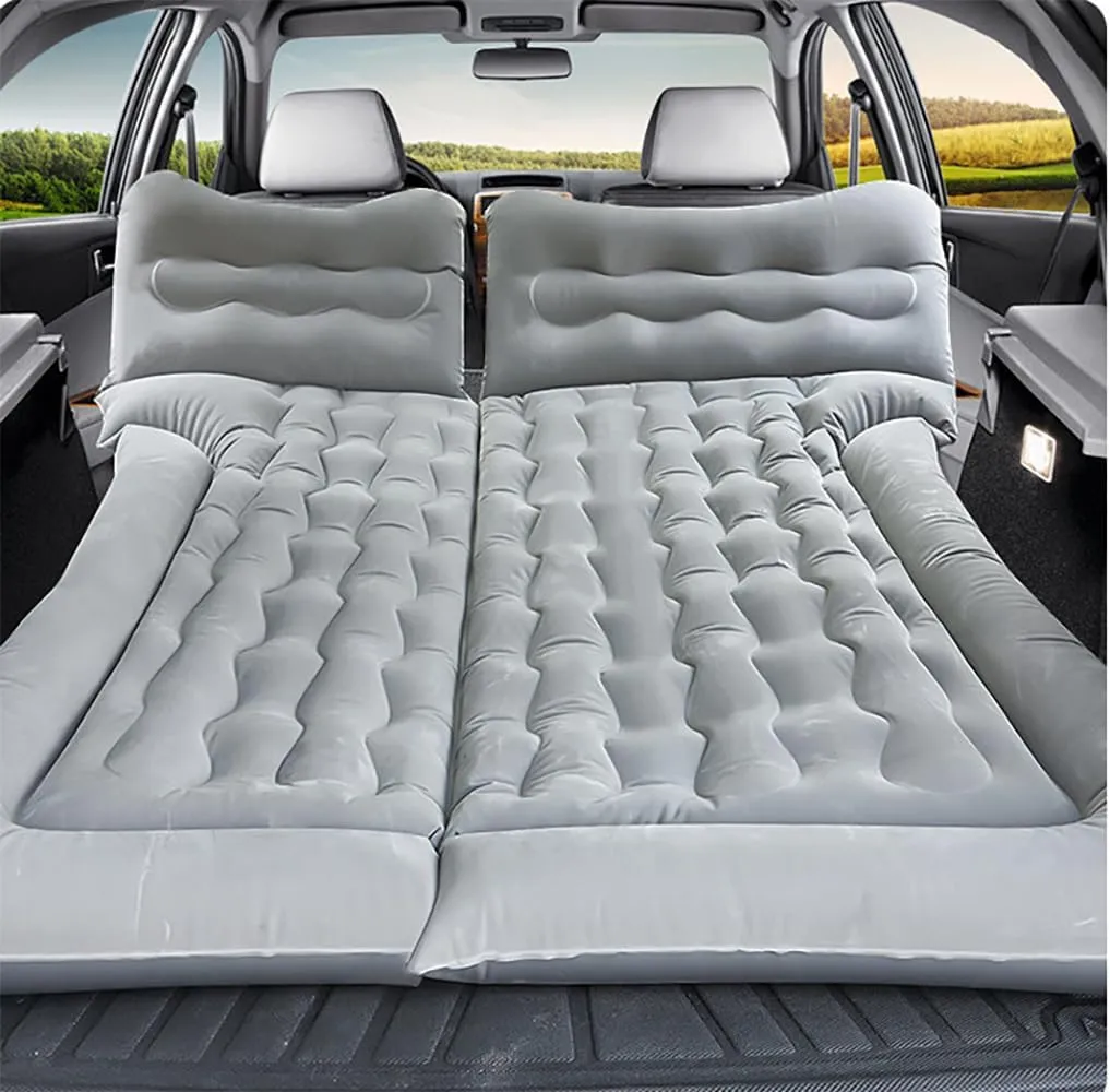 Car Air Mattress for Honda Element 2003-2011, Trunk Rear Seat Inflatable Thickened Flocking Travel Camping Bed, Air Pump 2 Pillows,Grey