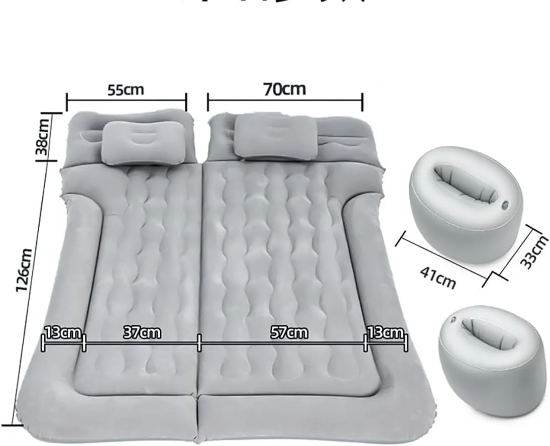 Car Air Mattress for Honda Element 2003-2011, Trunk Rear Seat Inflatable Thickened Flocking Travel Camping Bed, Air Pump 2 Pillows,Grey