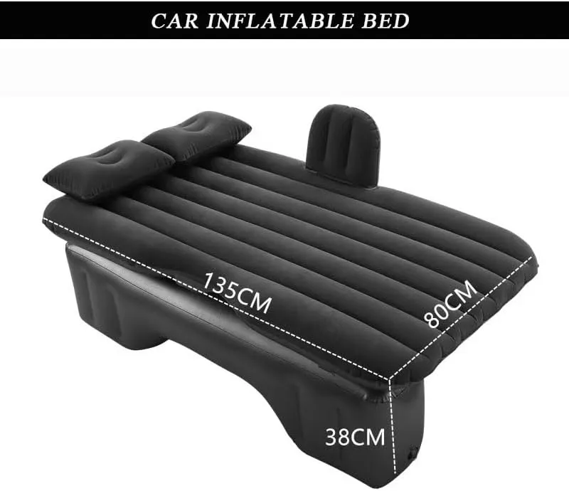 Car Air Mattress for Kia K4, Inflatable Back Seat Sleeping Pad with Pump & 2 Pillows, Folding Portable Camping Bed for Travel& Road Trips,Black