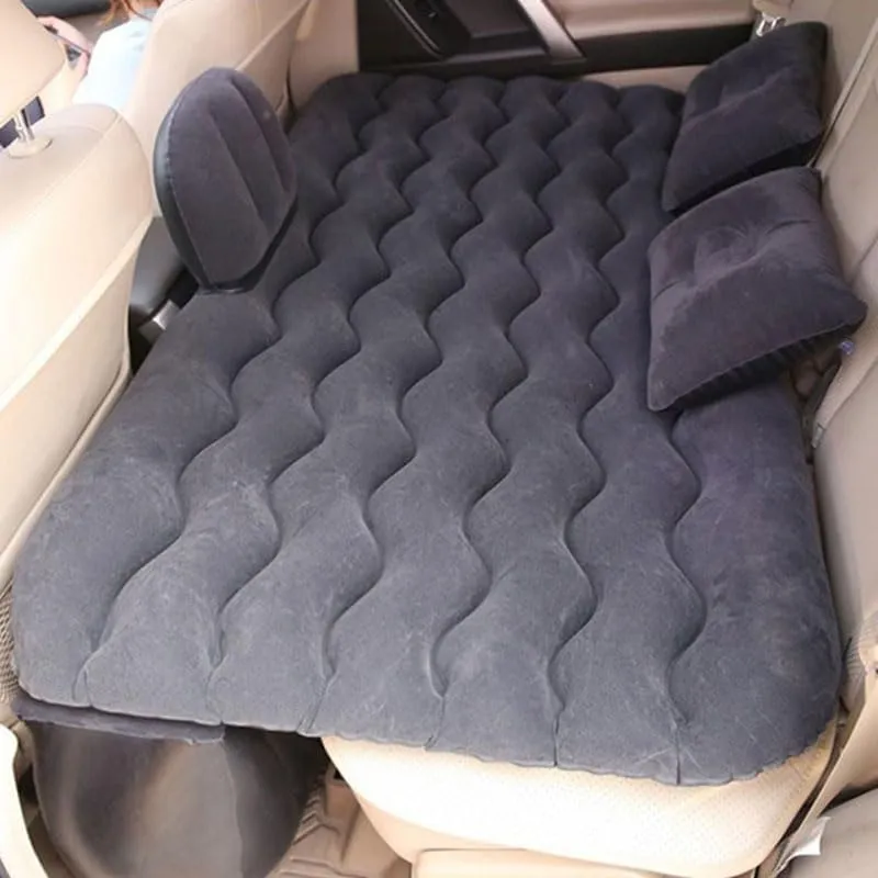 Car Air Mattress for Kia K4, Inflatable Back Seat Sleeping Pad with Pump & 2 Pillows, Folding Portable Camping Bed for Travel& Road Trips,Black