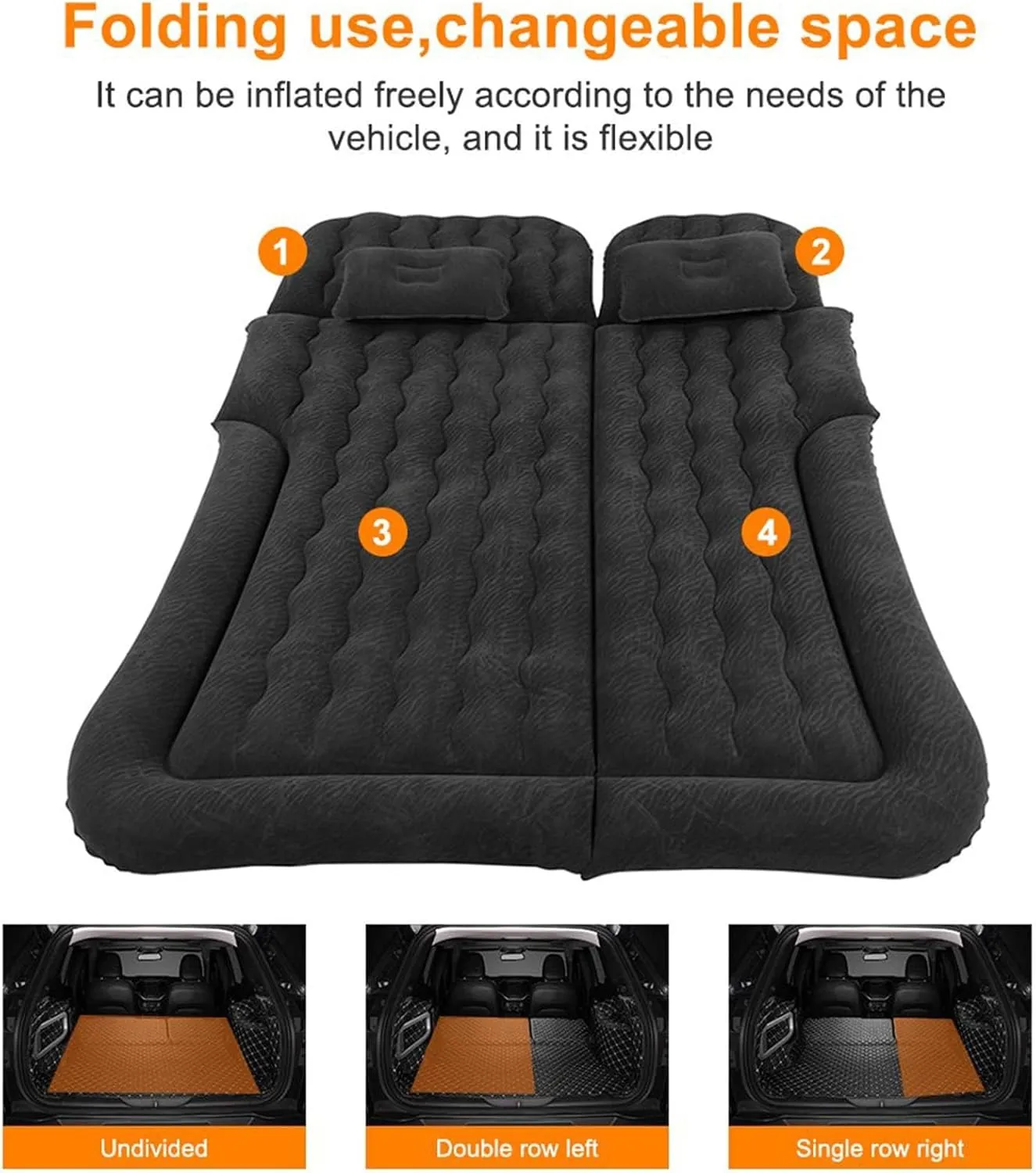 Car Air Mattress for SsangYong Tivolan 2020 2021 2022 2023 2024, Travel Camping Thickened Portable Inflatable Bed PVC Flocking Trunk Sleeping Mats,Beige