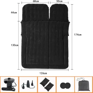Car Air Mattress for SsangYong Tivolan 2020 2021 2022 2023 2024, Travel Camping Thickened Portable Inflatable Bed PVC Flocking Trunk Sleeping Mats,Beige