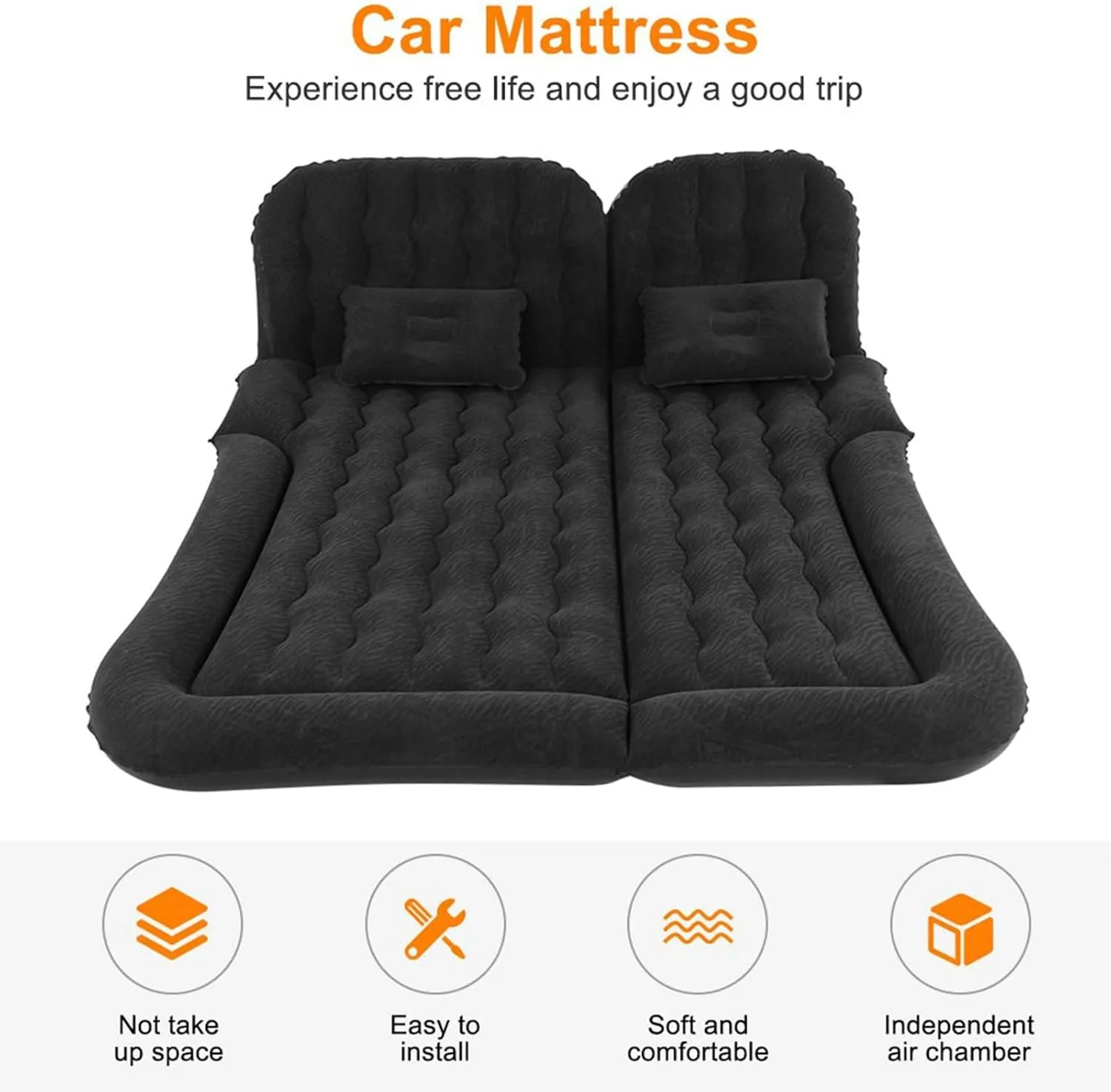 Car Air Mattress for SsangYong Tivolan 2020 2021 2022 2023 2024, Travel Camping Thickened Portable Inflatable Bed PVC Flocking Trunk Sleeping Mats,Beige