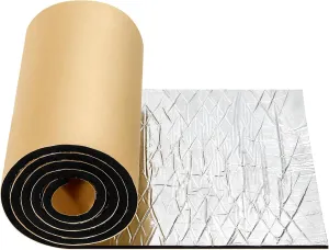 Car Aluminum foil Sound Insulation Foam Mat 0.4" x 12" x 71", 10 mm Thick,5.8 sqft ,50 kg/m³,Automobile Insulation Mat ,Waterproof and Flame Retardant Vibration Dampening Mat