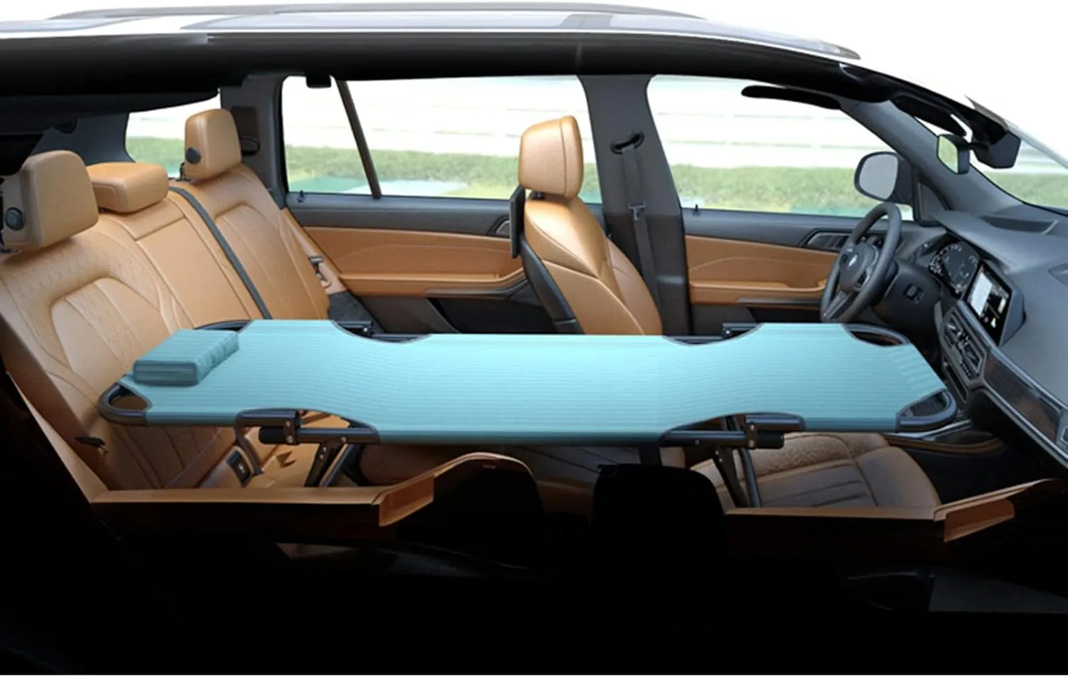 Car Folding Rear Sleeping Bed, Folding Camping Cot, Travel, Hiking, Camping Car Non-Inflatable Car Outdoor Sleeping Bed, Heavy Duty Design Holds Adults & Kids (Color : Blue)