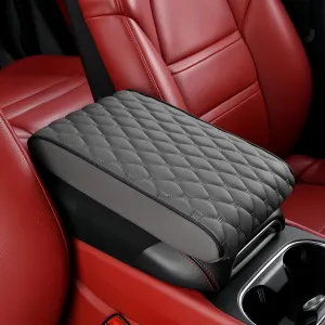 Car Leather Waterproof Center Console Seat Arm Rest Cover Auto Memory Foam Cotton Height Armrest Box Pad, 6 Colors, 2 Sizes (Grey, 12.6"x6.3"x2")