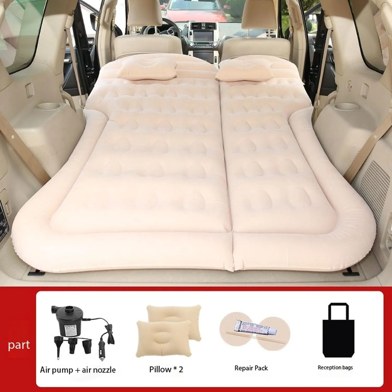 Car Mattress for Land Rover Defender 130 (L663) 2022 2023 2024 2025, Portable Multifunctiona Outdoor Travel Nflatable Bed with Air Pump and Storage Bag Accessories,Beige