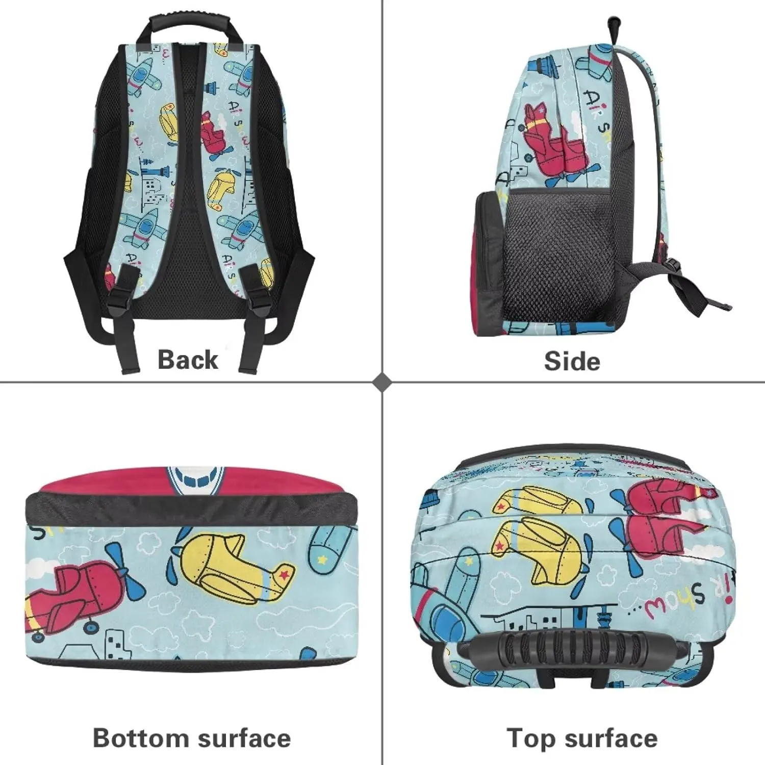 Cartoon Airplane Laptop Bag for Women 17 inch Bookbag with Handle Band Lightweight School Backpack Large Capacity Daypack for Outdoor Campus