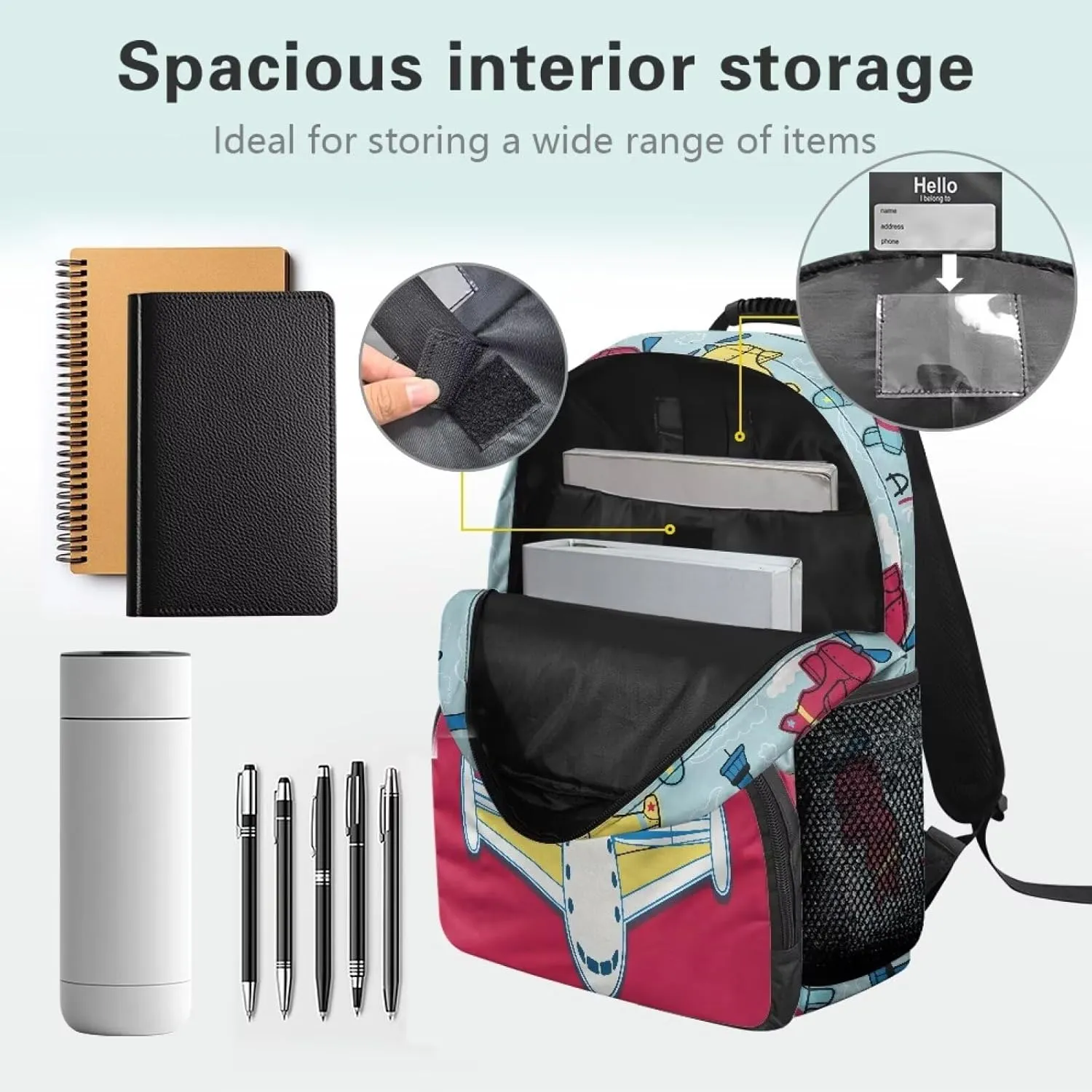Cartoon Airplane Laptop Bag for Women 17 inch Bookbag with Handle Band Lightweight School Backpack Large Capacity Daypack for Outdoor Campus