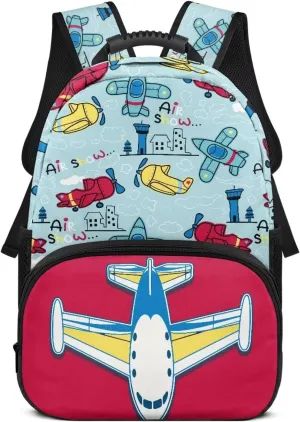 Cartoon Airplane Laptop Bag for Women 17 inch Bookbag with Handle Band Lightweight School Backpack Large Capacity Daypack for Outdoor Campus