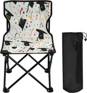 Cartoon Hat Cheers Portable Outdoor Folding Chair Anti-Slip Padded Oxford Cloth Stool Camping Chair Small for Beach Hiking Fishing Gardening Quad Camp Chair
