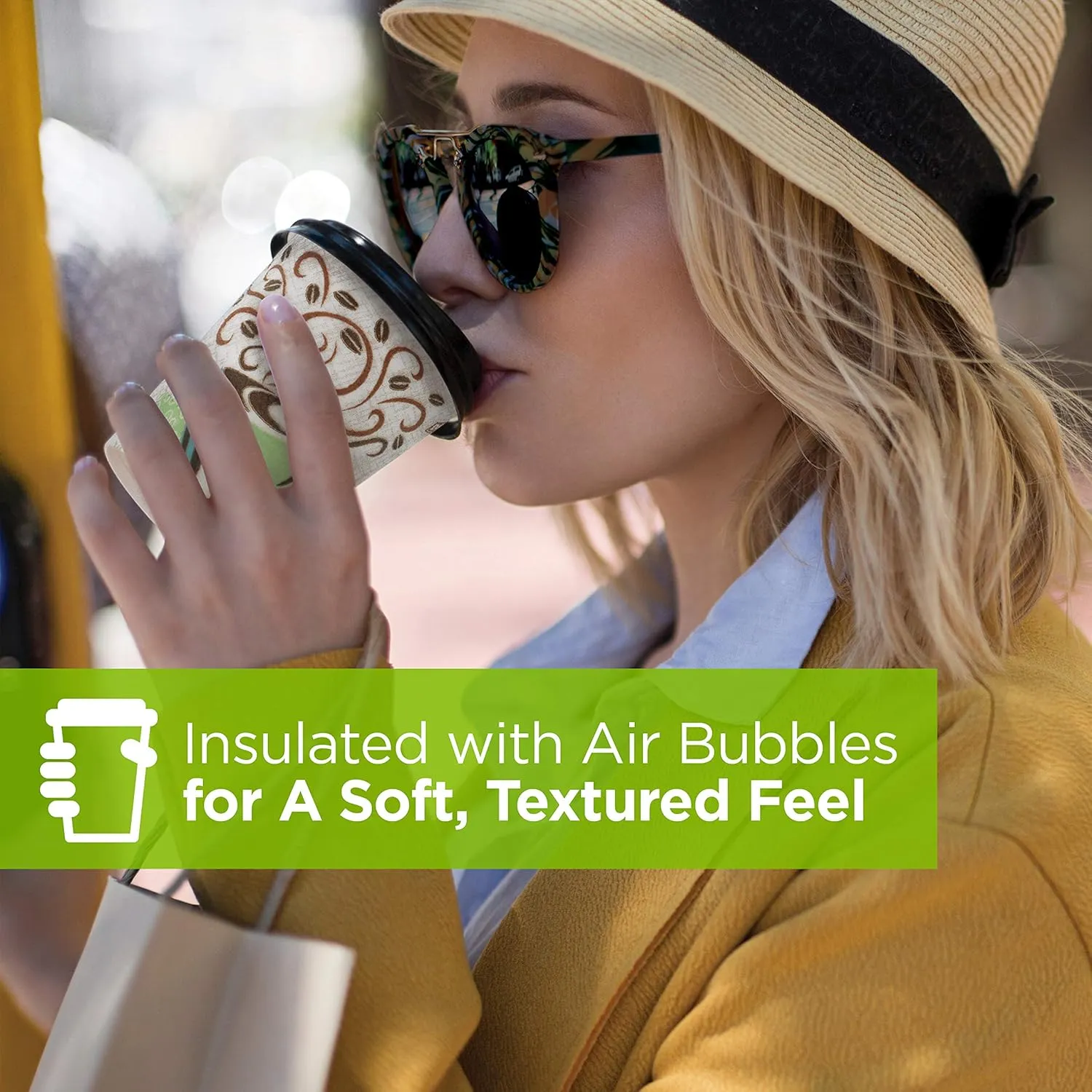 Case Pack of 20 DIXIE Perfect Touch 16 Oz insulated paper hot cups. White - Bag of 5