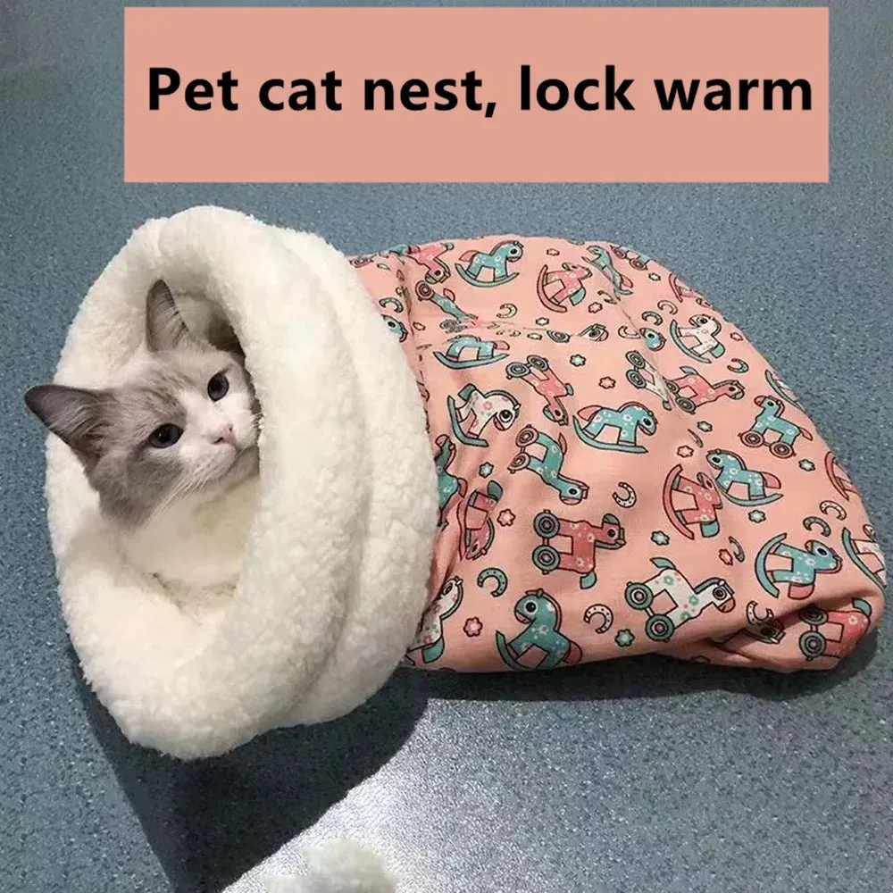 Cat Sleeping Bag – Plush Warm Cat Bed for Winter