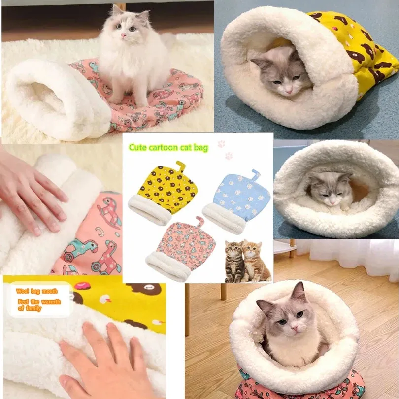 Cat Sleeping Bag – Plush Warm Cat Bed for Winter