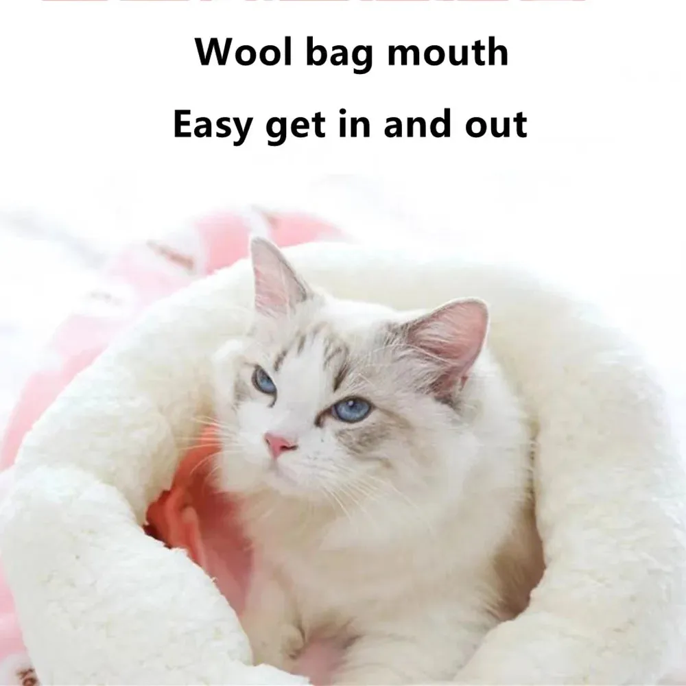 Cat Sleeping Bag – Plush Warm Cat Bed for Winter