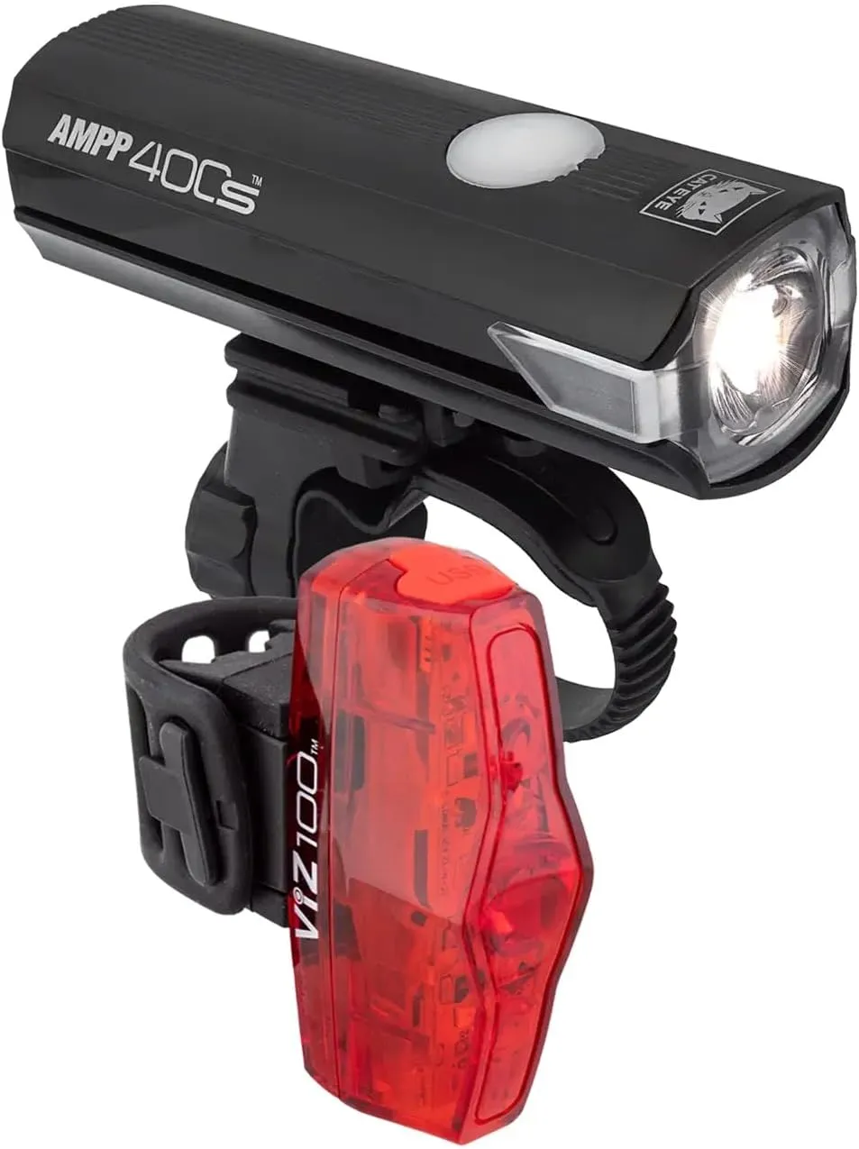 CATEYE - AMPP Rechargeable Headlight and ViZ USB Rechargeable Daytime Safety Light Combo Kit