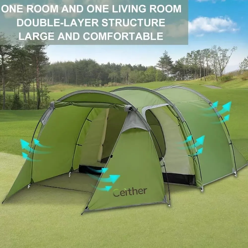 Ceither Tunnel Tent 4 Person - Green