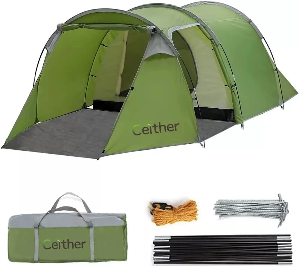 Ceither Tunnel Tent 4 Person - Green