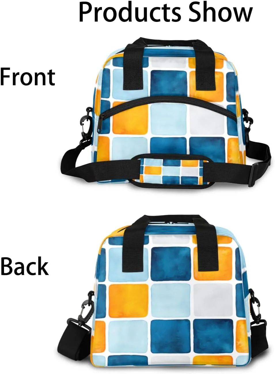 Ceramic Tile Pattern Ethnic Lunch Bag for Women Men Reusable Insulated Lunch Box with Adjustable Shoulder Strap Portable Cooler Tote Bag for Office Work Picnic Travel