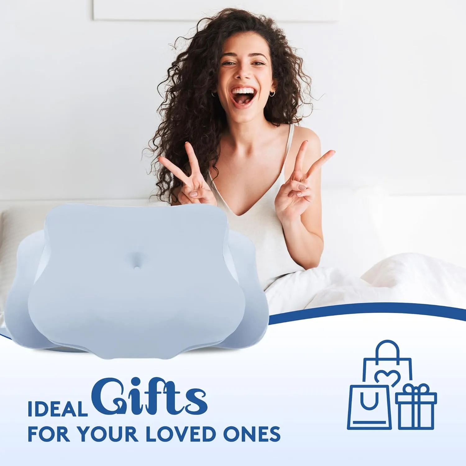 Cervical Pillow for Neck Pain Relief, Cooling Contour Memory Foam Pillows Support Odorless Ergonomic Neck Pillow Adjustable Orthopedic Bed Pillow for Side Back Stomach Sleeper with Pillowcase，Blue