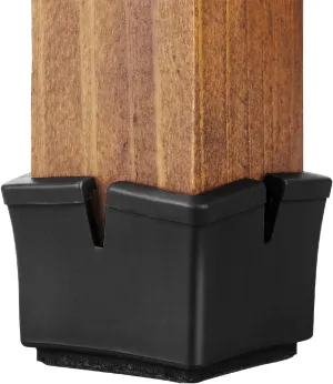 Chair Leg Floor Protectors 1.5" Chair Leg Caps 1-1/2 to 1-5/8 Inch Square Furniture Leg Caps Table Chair Feet Protectors with Felt Pads, Color Black (16 Pack) (Fit 36mm-41mm)