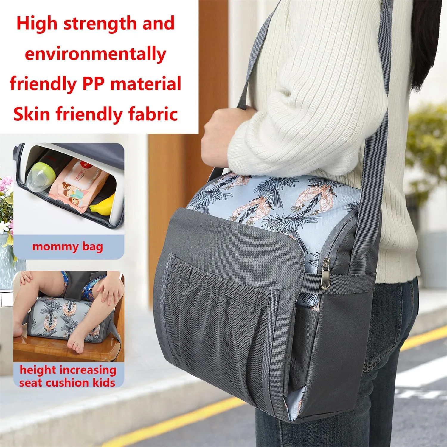 Chair Pad to Raise Seat Height, Dining Table Chair Seat Protector, Large Capacity Mommy Bag Shoulder Diaper Bag (Dinosaur,Standard)