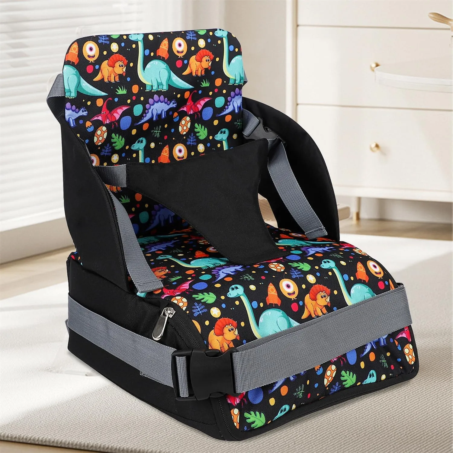 Chair Pad to Raise Seat Height, Dining Table Chair Seat Protector, Large Capacity Mommy Bag Shoulder Diaper Bag (Dinosaur,Standard)