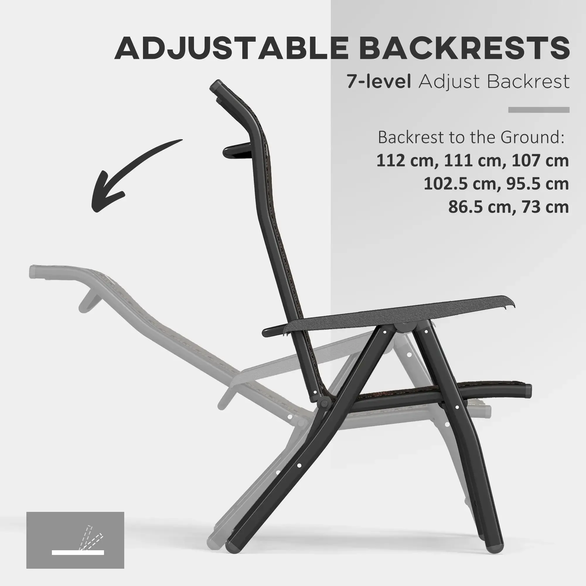 Chairs, Backs, Dark Of Brown Seven-Position Garden Outsunny Folding With Adjustable Set Massive offer Reliable service Four