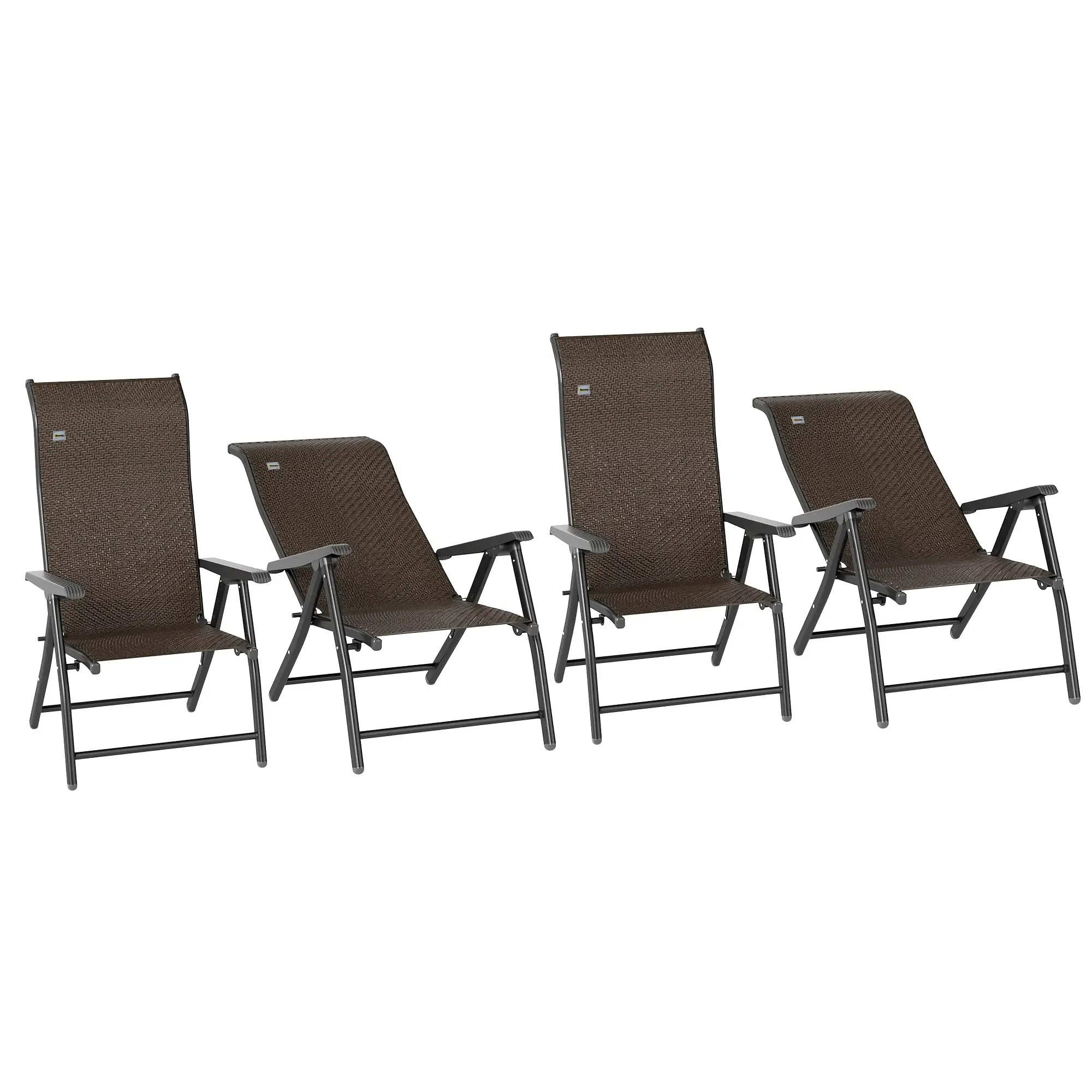 Chairs, Backs, Dark Of Brown Seven-Position Garden Outsunny Folding With Adjustable Set Massive offer Reliable service Four