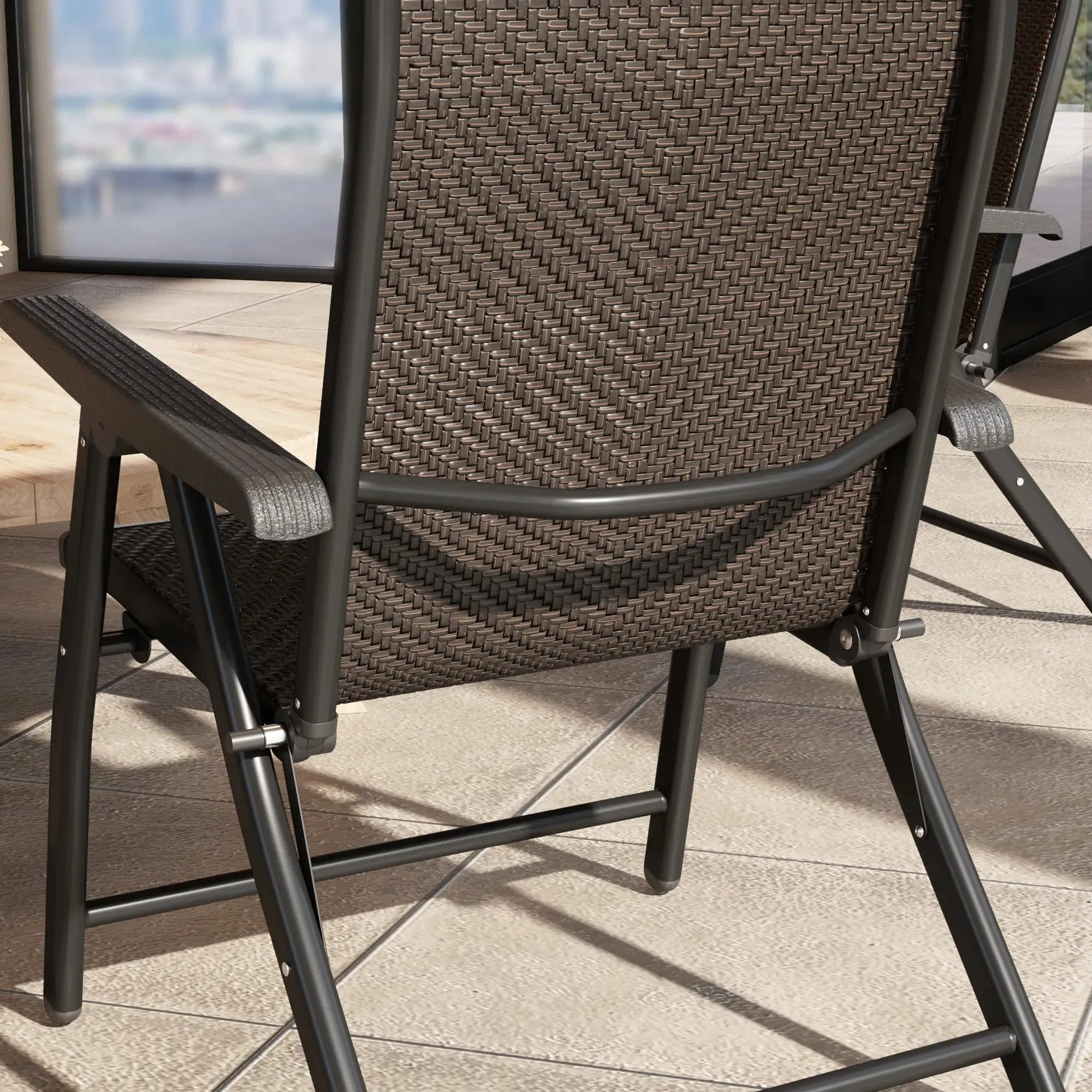 Chairs, Backs, Dark Of Brown Seven-Position Garden Outsunny Folding With Adjustable Set Massive offer Reliable service Four
