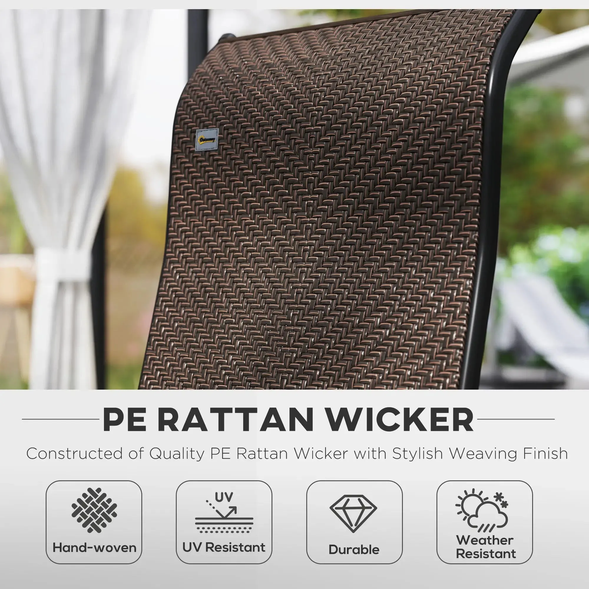 Chairs, Backs, Dark Of Brown Seven-Position Garden Outsunny Folding With Adjustable Set Massive offer Reliable service Four