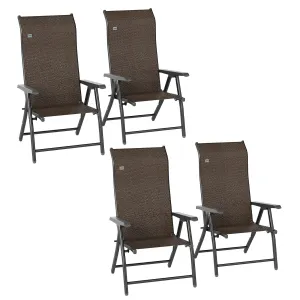 Chairs, Backs, Dark Of Brown Seven-Position Garden Outsunny Folding With Adjustable Set Massive offer Reliable service Four