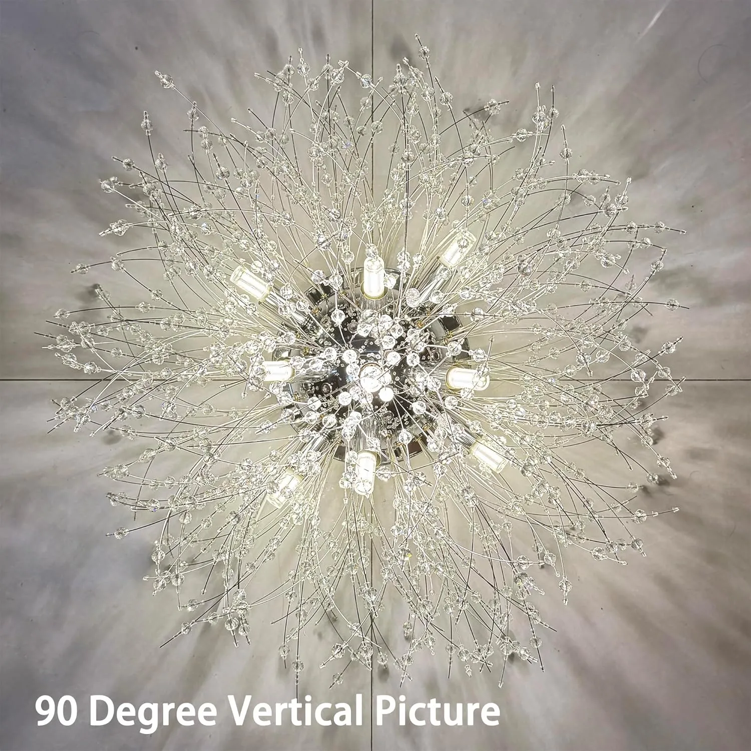 Chandeliers Crystal Flush Mount Ceiling Light Modern Sputnik Firework Close to Ceiling Lamp LED Flower Ceiling Light Fixtures for Dining Room Bedroom Kitchen Island Entryway Foyer 7 G9 Bulbs Included