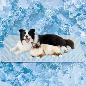 ChicuteDog Cooling Mat for Large Dogs - 47x29 Orthopedic Memory Foam Pet Pad for Summer, QMAX>0.5, Washable Premium Comfort Crate Pad for Your Furry Companion, Blue