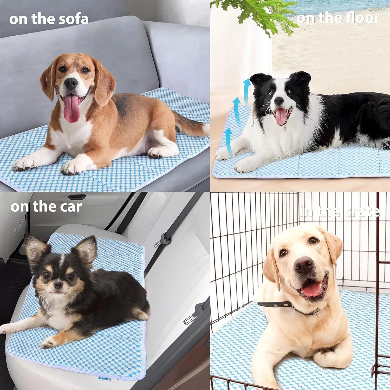 ChicuteDog Cooling Mat for Large Dogs - 47x29 Orthopedic Memory Foam Pet Pad for Summer, QMAX>0.5, Washable Premium Comfort Crate Pad for Your Furry Companion, Blue