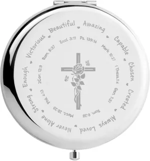 Christian Gifts for Women: Inspirational Faith Compact Mirror with Bible Verse Prayers, Religious Gift for Women, 2.6 inches (Diameter)