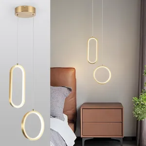 CHYING Gold Pendant Lights LED Dimmable Pendant Lighting for Bedroom Modern Ceiling Hanging Light for Kitchen Island Dining Room Living Room Bathroom 3000K-6000K