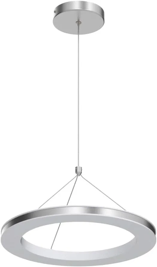 CHYING Pendant Light Modern LED Pendant Lighting 15W 3000K Contemporary Silver Circle Hanging Light Fixture for Kitchen Island Dining Room Bedroom Foyer