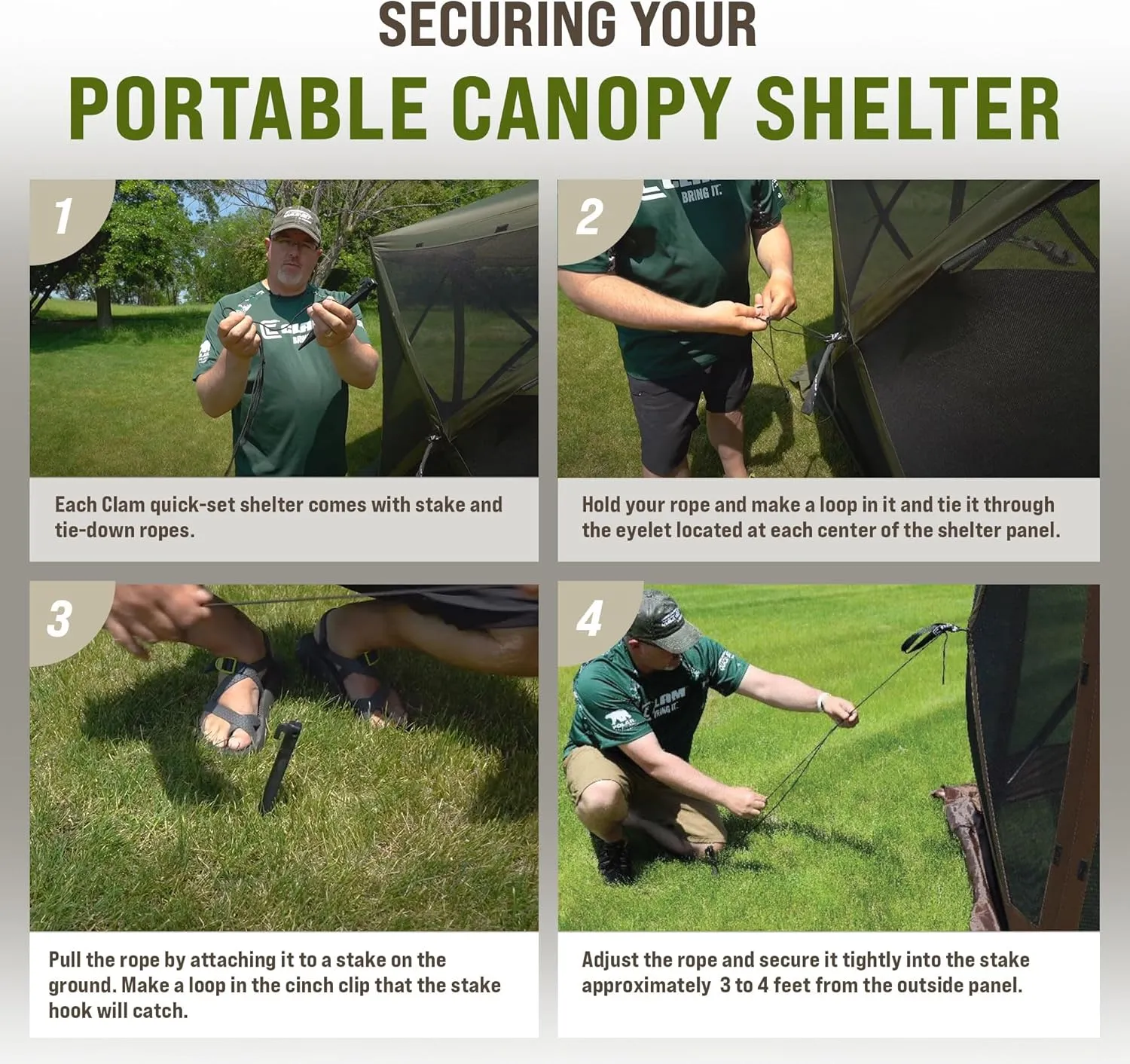 CLAM Quick-Set Escape Portable Pop Up Camping Outdoor Gazebo Screen Tent Canopy Shelter and Carry Bag with 3 Wind and Sun Panels, Green