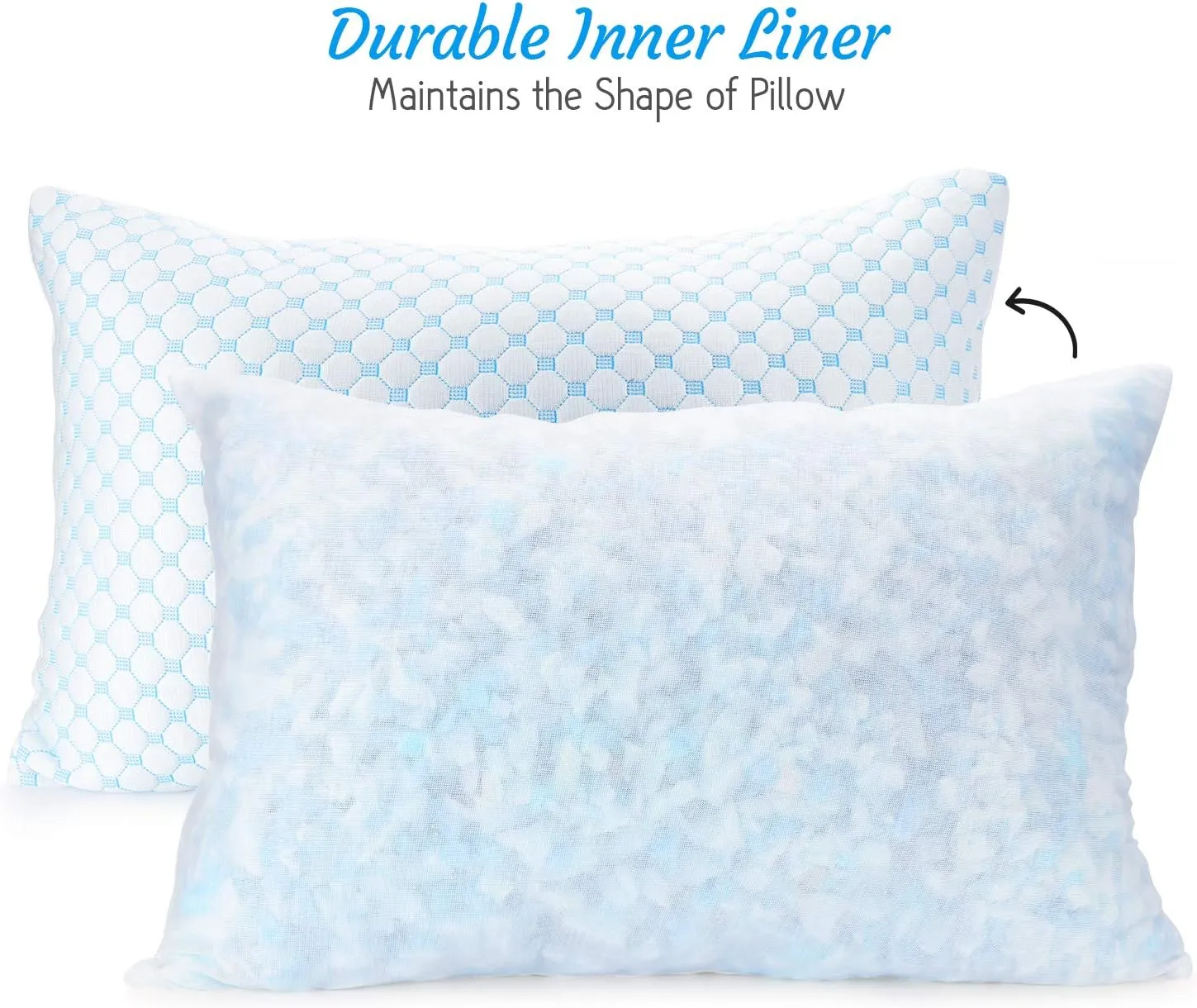 Clara Clark Cooling Pillows for Sleeping - Memory Foam Pillows - Luxury Gel Pillow with Reversible Cover Cool to Velvety - Breathable Bed Pillows for Side Sleepers - Queen - 18 x 26