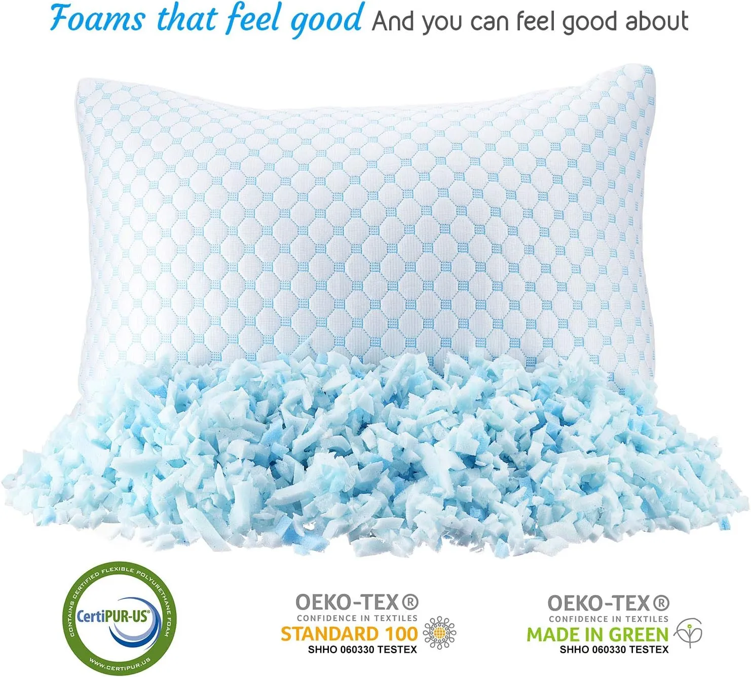Clara Clark Cooling Pillows for Sleeping - Memory Foam Pillows - Luxury Gel Pillow with Reversible Cover Cool to Velvety - Breathable Bed Pillows for Side Sleepers - Queen - 18 x 26