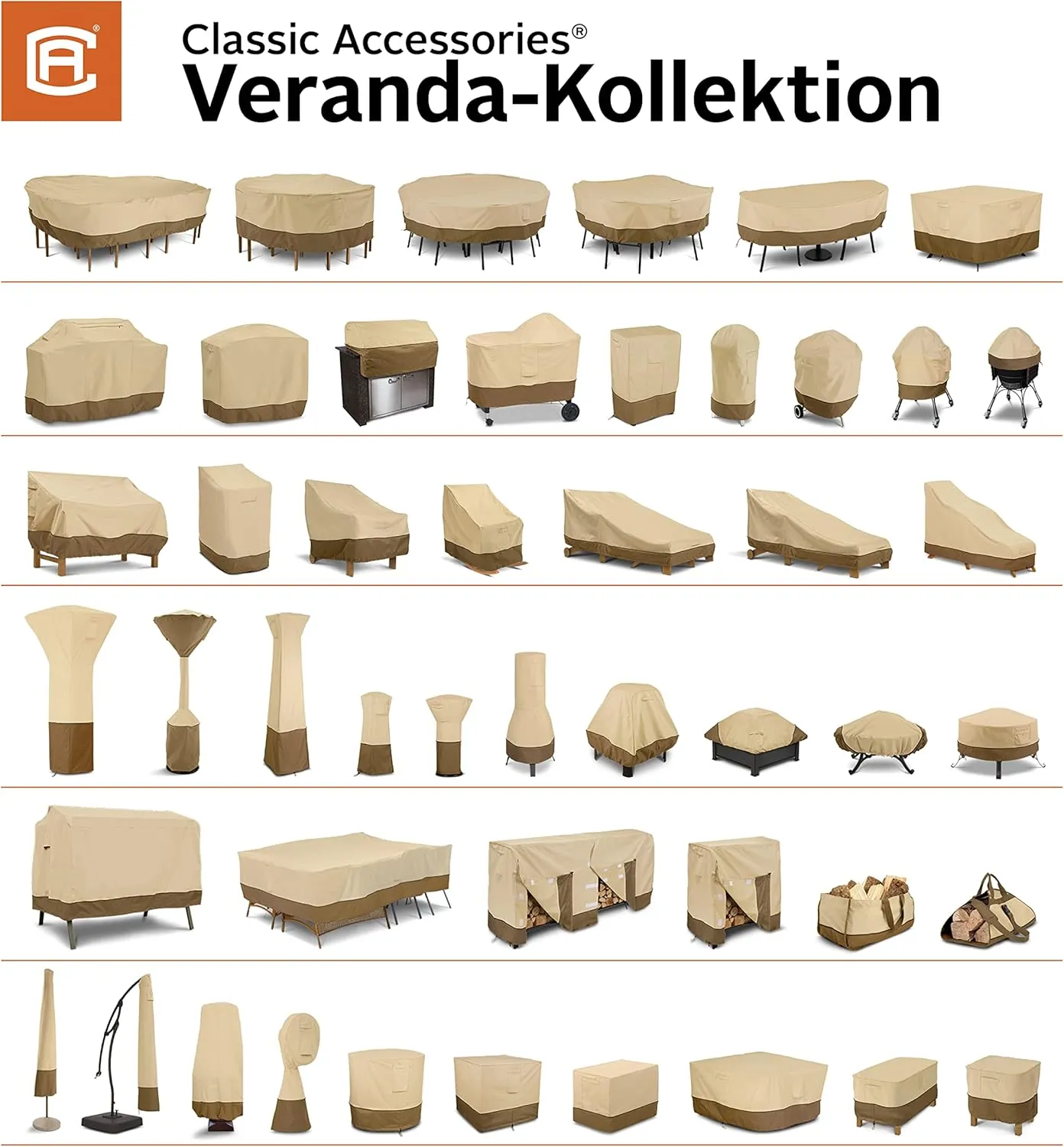 Classic Accessories Veranda Water-Resistant 25.5 Inch High Back Patio Chair Cover, Pebble, Outdoor Chair Covers